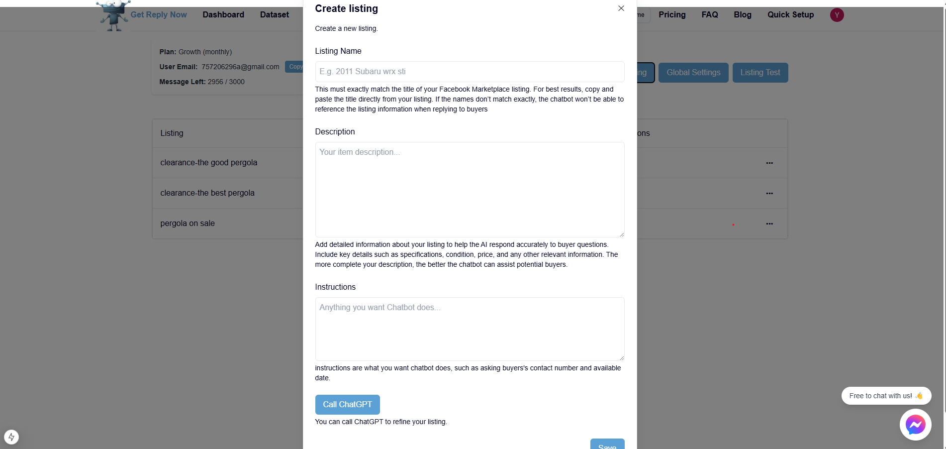 3: Create Listing